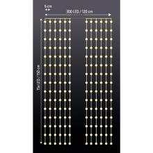 1V10 LED vianočný záves okenný, časovač, 8 funkcií, USB