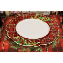 Bielo červený károvaný vianočný tanier plytký 25cm