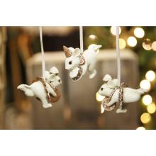 Bielo hnedé vianočné ozdoby myšky 3-set 7 cm