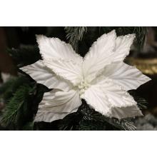 Bielo strieborná vianočná ruža 28cm