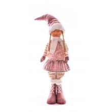 Dekorácia MagicHome Vianoce, Dievča, ružové, 75 cm