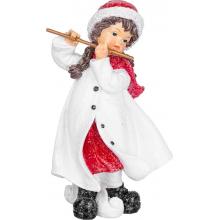 Dekorácia MagicHome Vianoce, Dievčatko hrajúce na flautu, polyresin, 12x12x20 cm