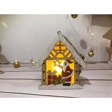 Dekorácia MagicHome Vianoce, Santa v domčeku, LED, závesná, 9x3x10,4 cm