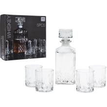 Fľaša na whisky + 4 poháre, skloKLC