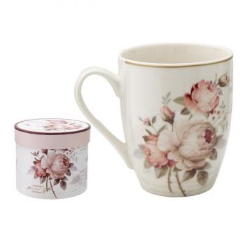 Hrnček porcelánový 340ml, dekor RUŽA