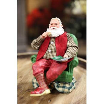 Klasik vianočný Mikuláš v kresle dekorácia 18cm