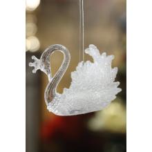 Ľadovo biela závesná vianočná ozdoba labuť 10cm