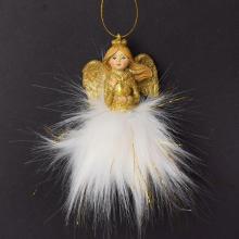 Ozdoba závesná anjel LED 5,5x5,5x10 cm bielo-zlatý xxx