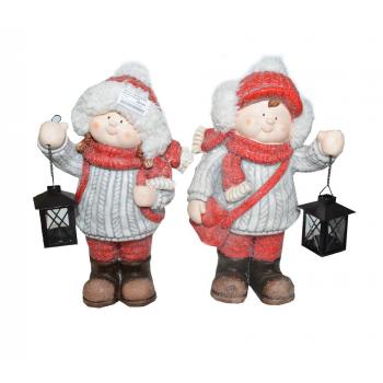 Postavička chlapec s lampášom 25x19,5x42cm, magnézium,