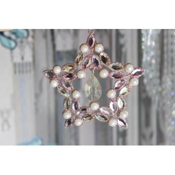 Ružovo krémová závesná hviezda 10cm