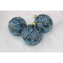 Tyrkysovo modré závesné vianočné gule 3ks 10cm