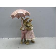 Veľkonočný zajačí párik s dáždnikom 14cm