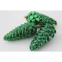 Zelené závesné plastové šišky 14cm 3 ks