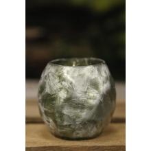 Zelený zamrznutý sklenený svietnik 7cm